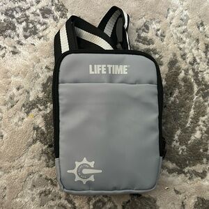 New Grey with Black Adjustable Athletic cross bossy bag front zip pockets in …